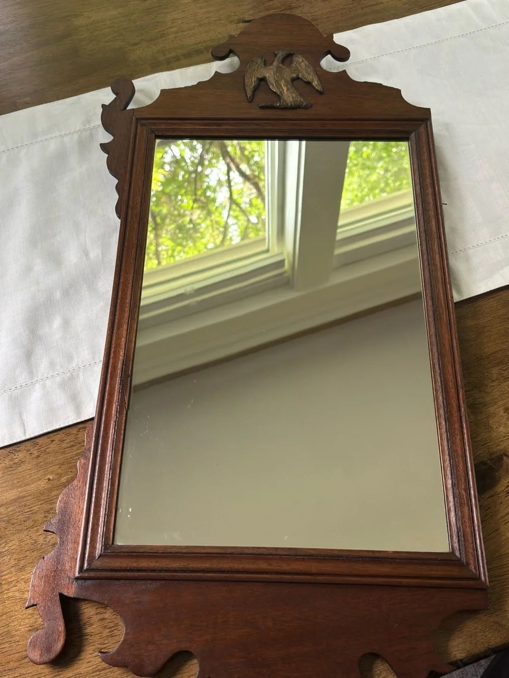 Vintage Colonial Chippendale Fretwork Wall Mirror with Gilt Eagle